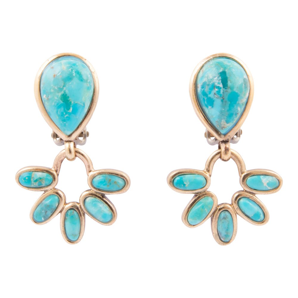 Mojave Blue Turquoise Golden Clip Earrings - Barse Jewelry