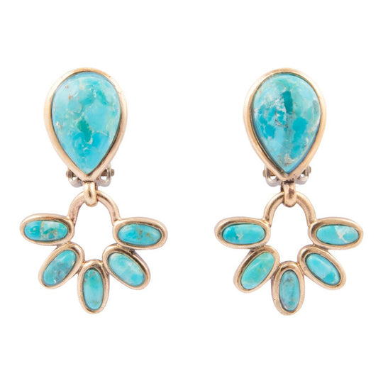 Mojave Blue Turquoise Golden Clip Earrings