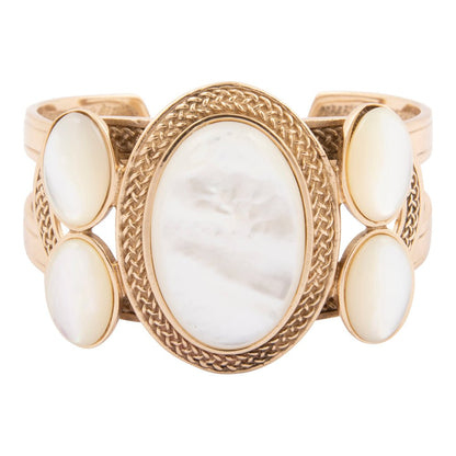 Mother of Pearl Ovation Golden Cuff Bracelet - Barse Jewelry