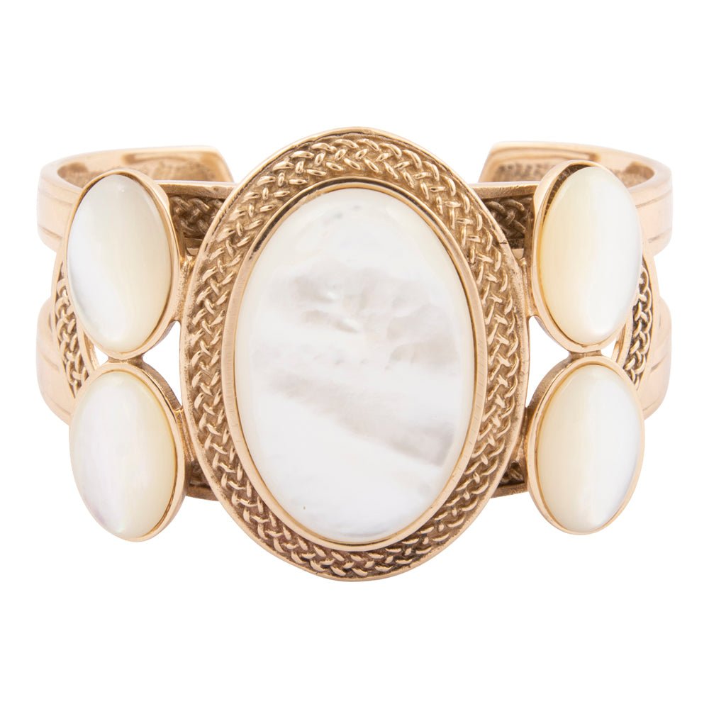 Mother of Pearl Ovation Golden Cuff Bracelet - Barse Jewelry