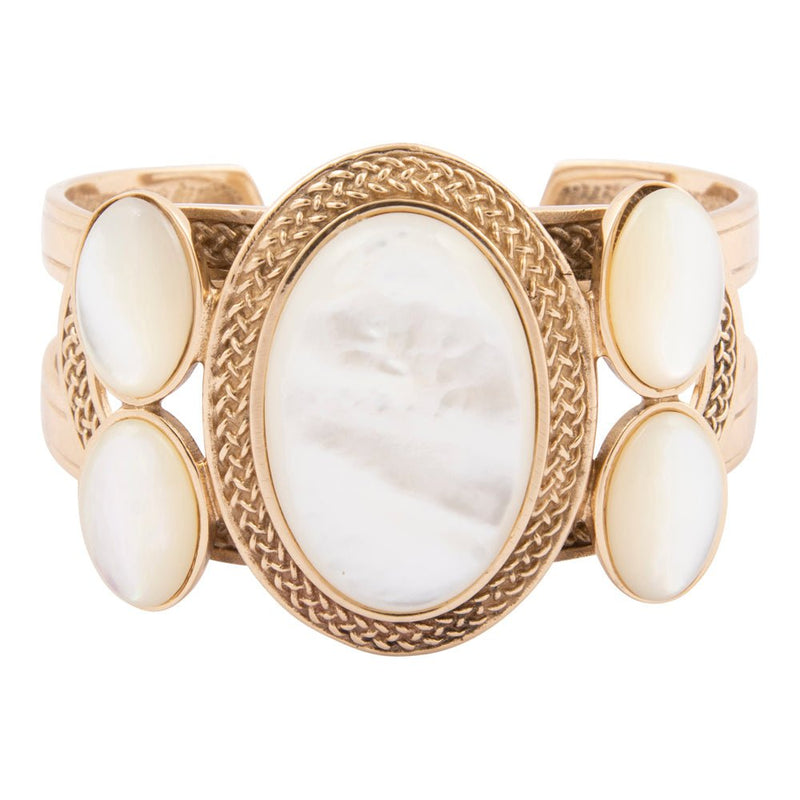 Mother of Pearl Ovation Golden Cuff Bracelet - Barse Jewelry