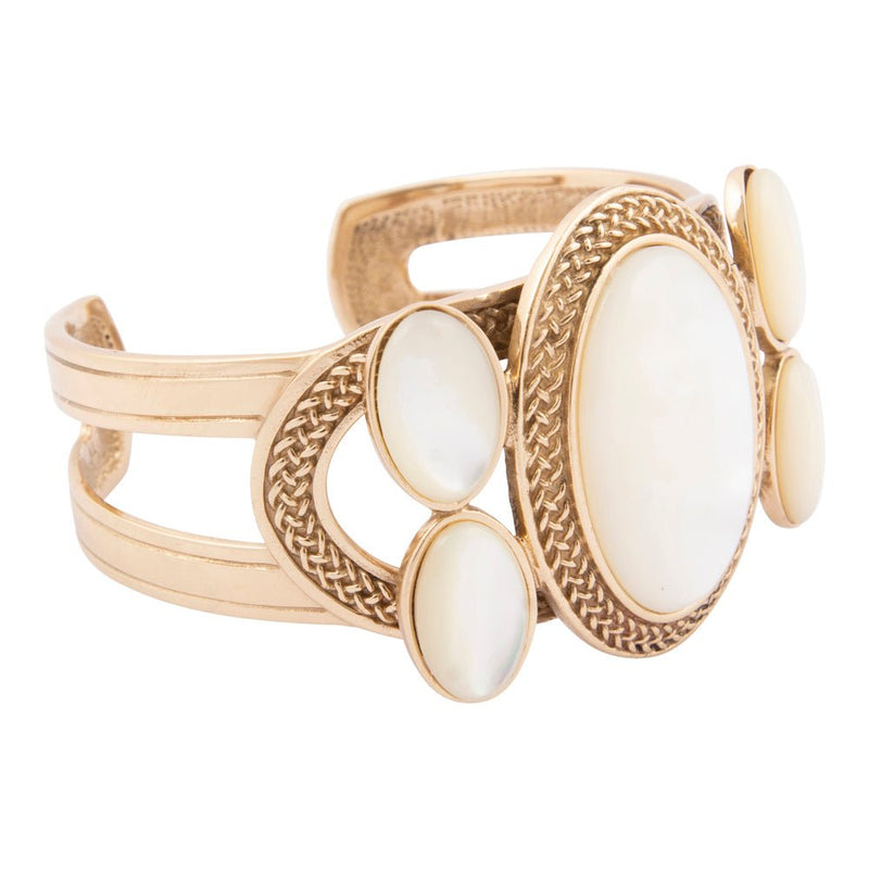 Mother of Pearl Ovation Golden Cuff Bracelet - Barse Jewelry