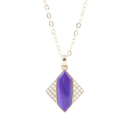 Motif Purple Agate and Golden Bronze Pendant Necklace - Barse Jewelry