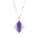 Motif Purple Agate and Golden Bronze Pendant Necklace - Barse Jewelry