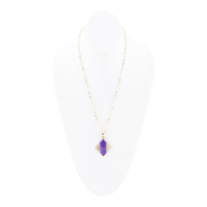 Motif Purple Agate and Golden Bronze Pendant Necklace - Barse Jewelry
