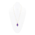 Motif Purple Agate and Golden Bronze Pendant Necklace - Barse Jewelry