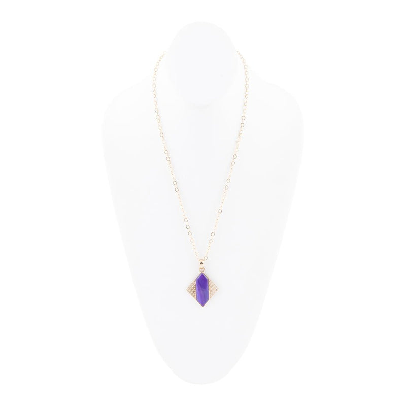 Motif Purple Agate and Golden Bronze Pendant Necklace - Barse Jewelry