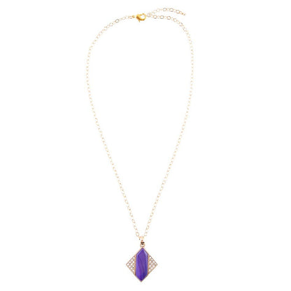 Motif Purple Agate and Golden Bronze Pendant Necklace - Barse Jewelry