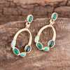 Multi Green Stones Golden Earrings - Barse Jewelry