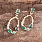 Multi Green Stones Golden Earrings - Barse Jewelry