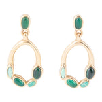 Multi Green Stones Golden Earrings - Barse Jewelry