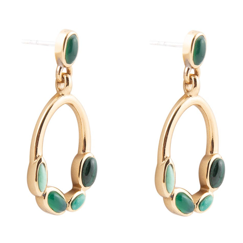 Multi Green Stones Golden Earrings - Barse Jewelry