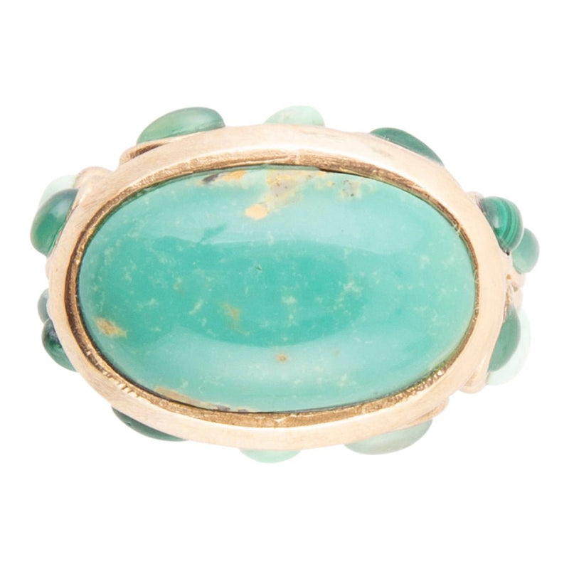 Multi Green Stones Golden Statement Rings - Barse Jewelry
