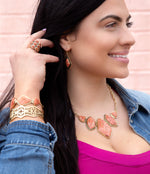 Multi Shape Orange Sponge Coral Pendant Gold Necklace - Barse Jewelry