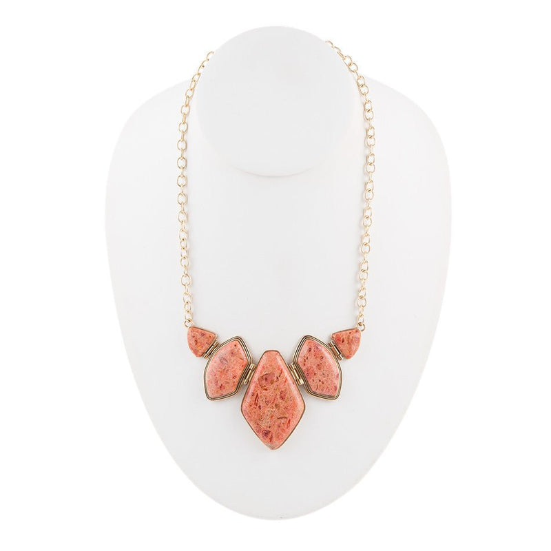Multi Shape Orange Sponge Coral Pendant Gold Necklace - Barse Jewelry