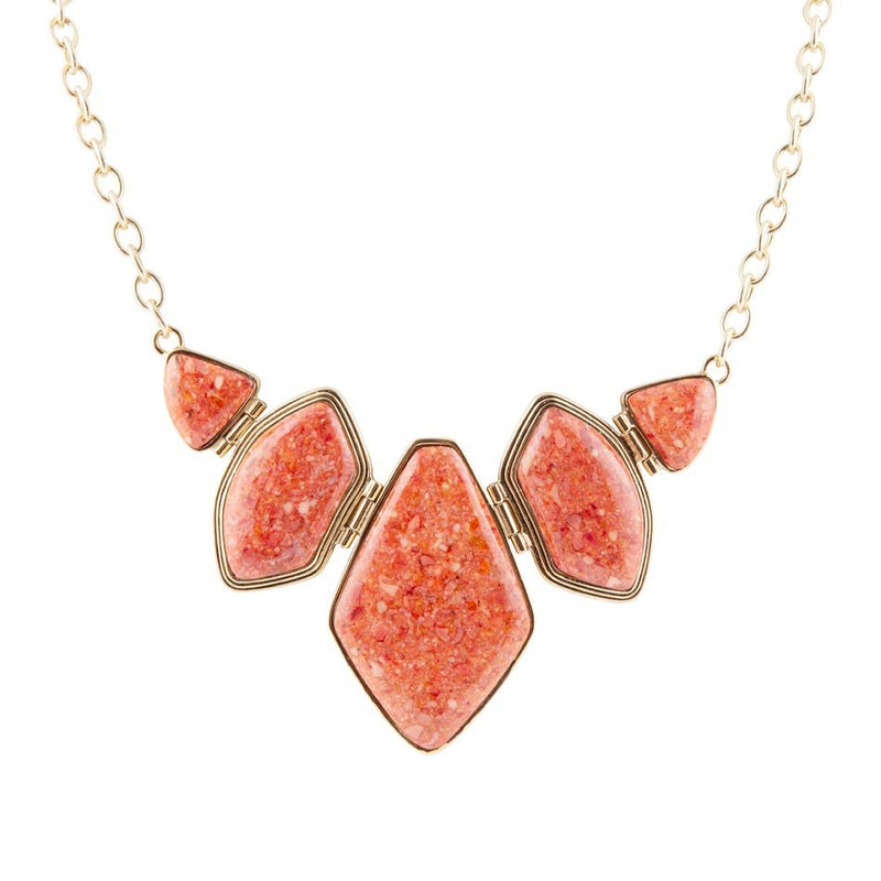 Multi Shape Orange Sponge Coral Pendant Gold Necklace - Barse Jewelry