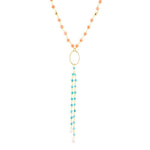 Multi Stone Orange Coral Golden Y - Neck - Barse Jewelry