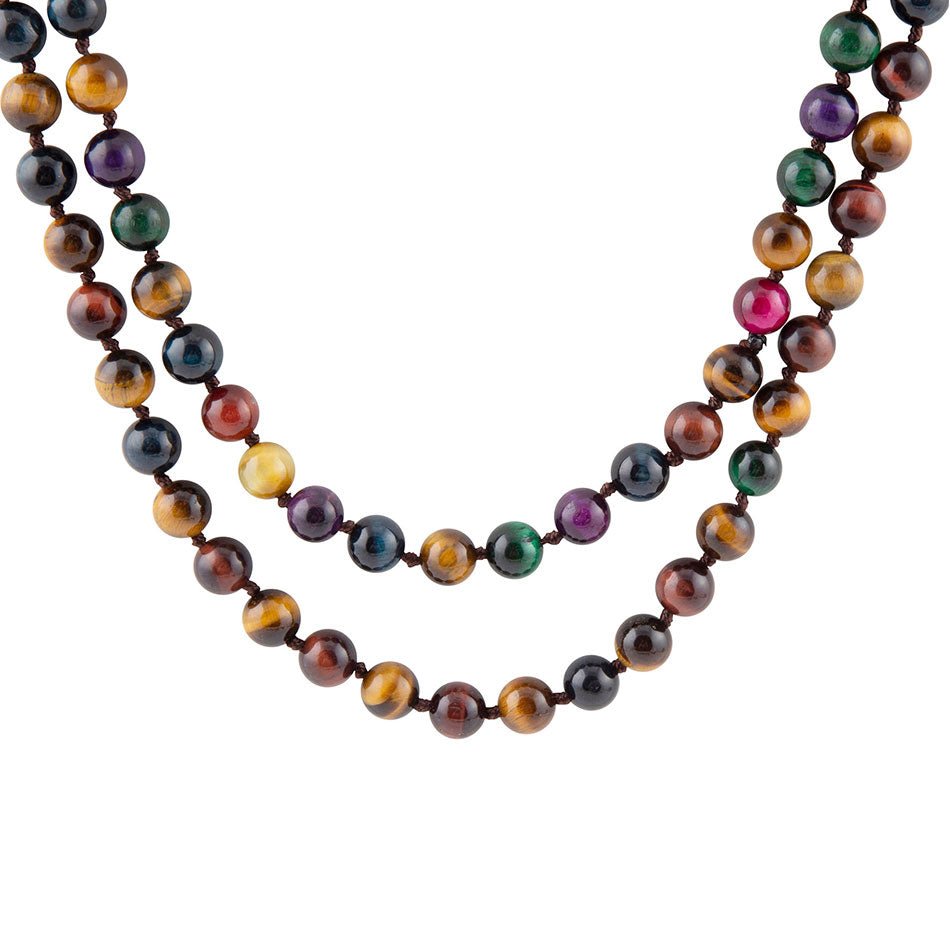 Multicolor Tiger's Eye Knoted Necklace - Barse Jewelry