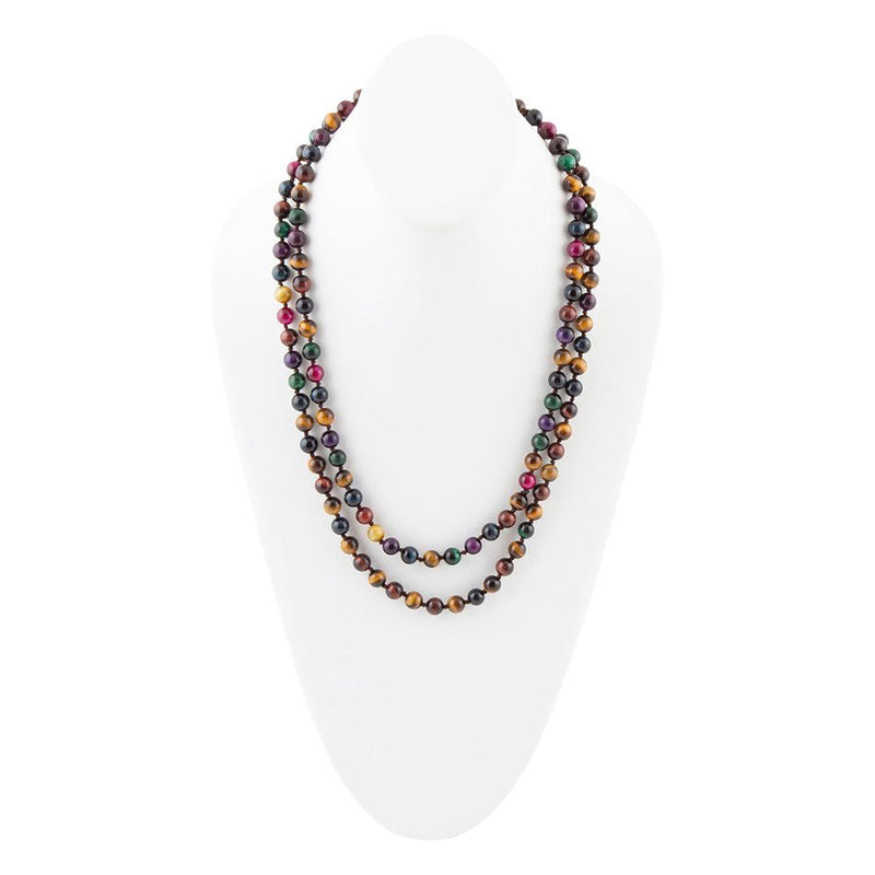 Multicolor Tiger's Eye Knoted Necklace - Barse Jewelry