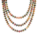 Multicolor Tiger's Eye Strand Golden Necklace - Barse Jewelry