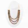 Multicolor Tiger's Eye Strand Golden Necklace - Barse Jewelry