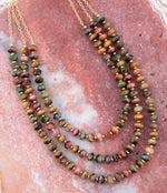 Multicolor Tiger's Eye Strand Golden Necklace - Barse Jewelry