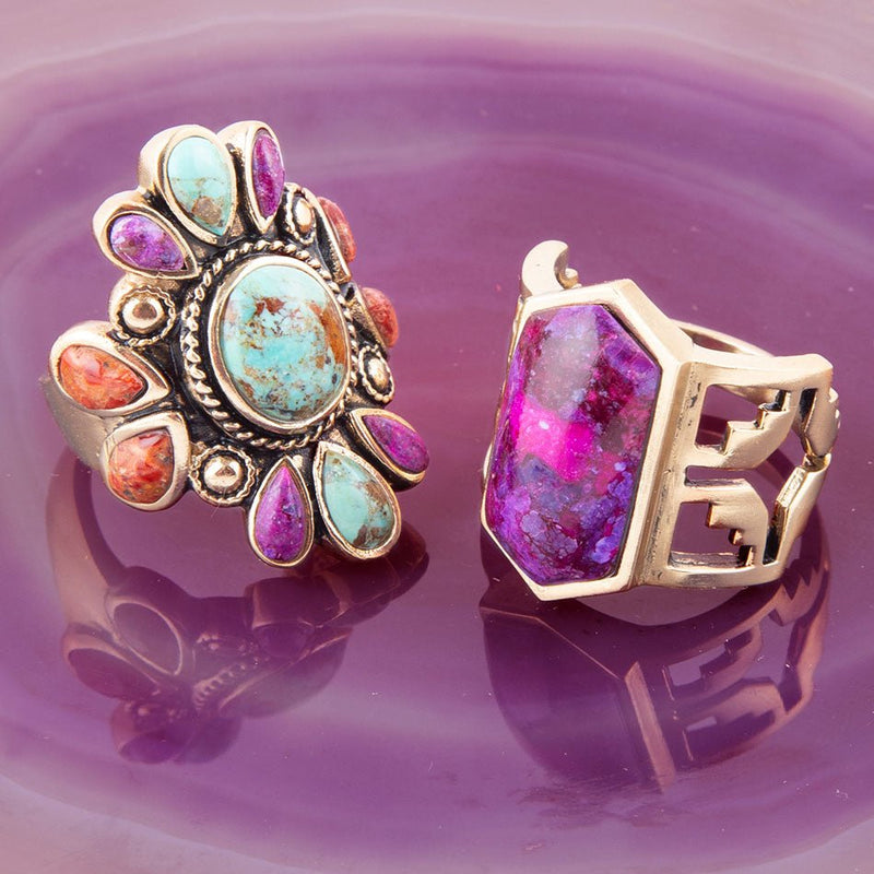 Native Color Turquoise Multi Stone Ring - Barse Jewelry