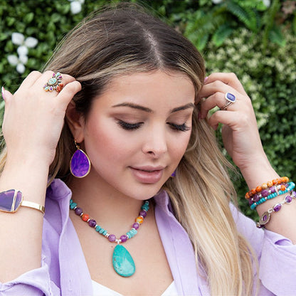 Native Color Turquoise Multi Stone Ring - Barse Jewelry