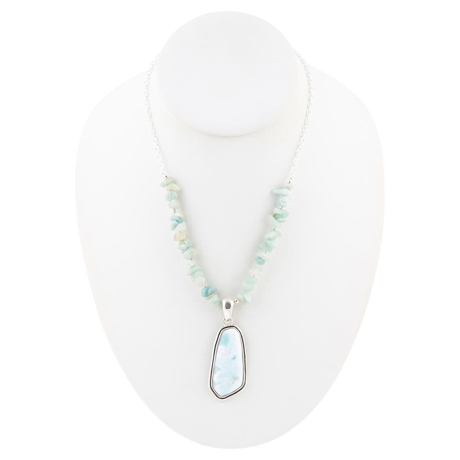 Natural Wonders Blue Larimar and Sterling Silver Necklace - Barse Jewelry