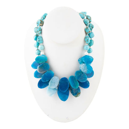 New Haven Bllue Agate Sterling Silver Strand Necklace - Barse Jewelry