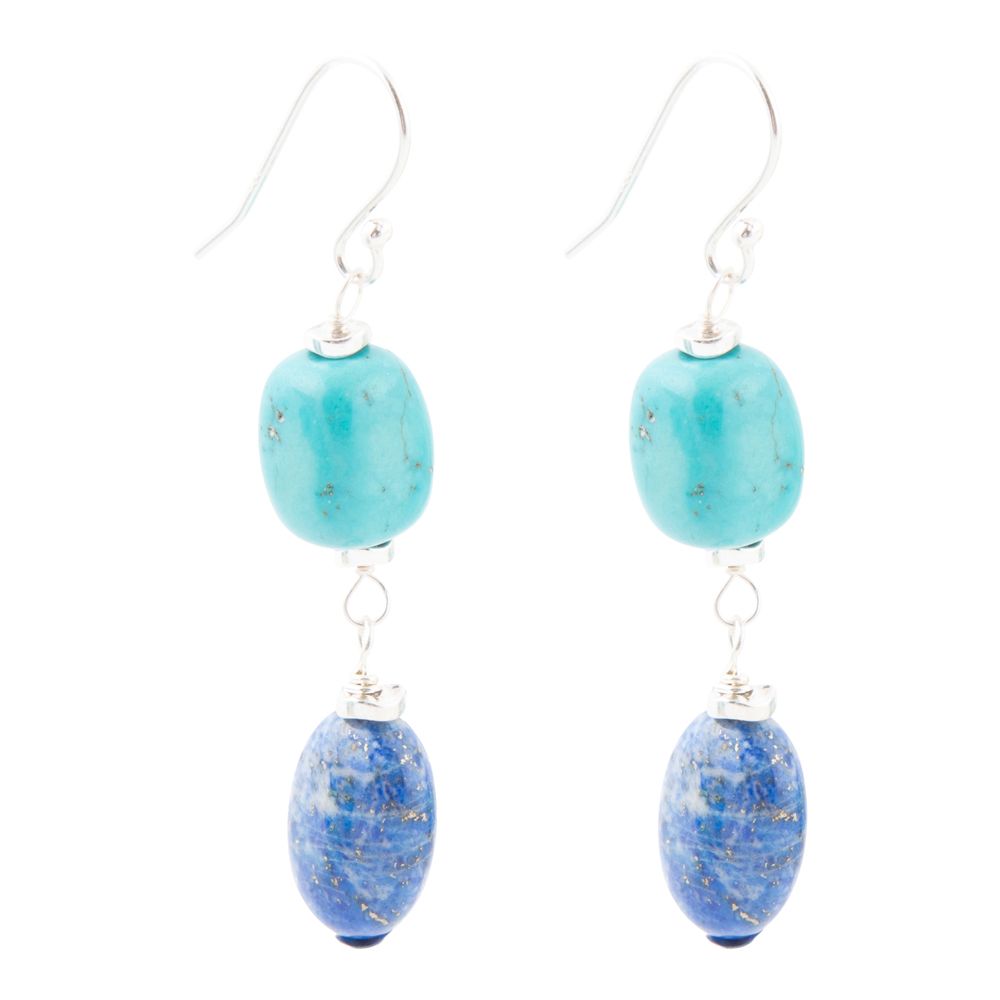 New Haven Blue Lapis and Magnesite Sterling Silver Drop Earrings - Barse Jewelry