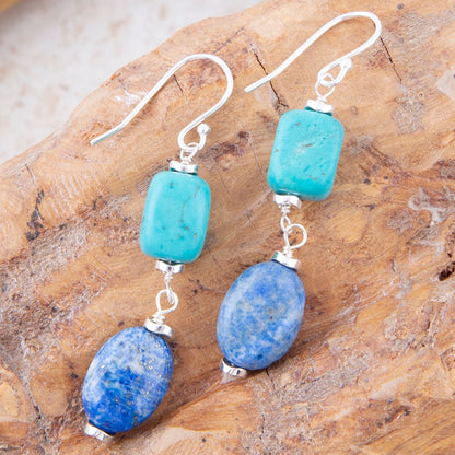 New Haven Blue Lapis and Magnesite Sterling Silver Drop Earrings - Barse Jewelry