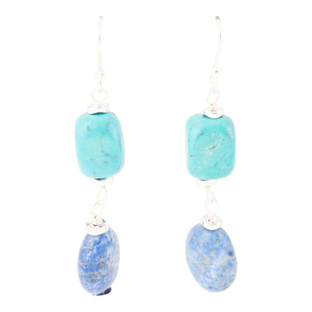 New Haven Blue Lapis and Magnesite Sterling Silver Drop Earrings - Barse Jewelry