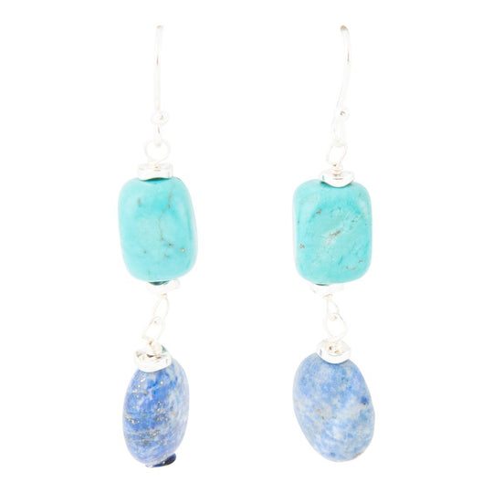 New Haven Blue Lapis and Magnesite Sterling Silver Drop Earrings