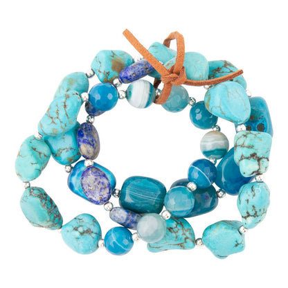 New Haven Blue Turquoise Sterling Silver Bracelet Set - Barse Jewelry