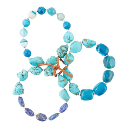 New Haven Blue Turquoise Sterling Silver Bracelet Set - Barse Jewelry
