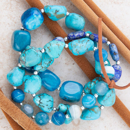 New Haven Blue Turquoise Sterling Silver Bracelet Set - Barse Jewelry