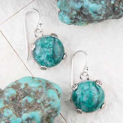 Nomad Blue Chrysocolla and Sterling Silver Drop Earrings - Barse Jewelry