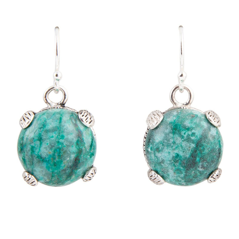 Nomad Blue Chrysocolla and Sterling Silver Drop Earrings - Barse Jewelry