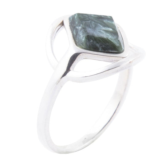 North Star Green Seraphinite and Sterling Silver Ring