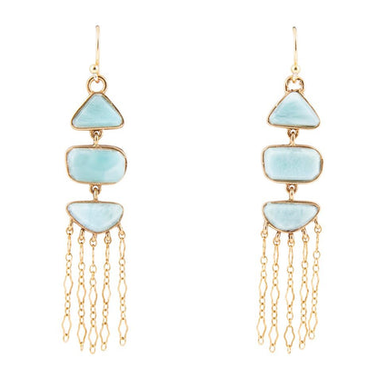 Ohana Blue Larimar Golden Chandelier Drop Earrings - Barse Jewelry