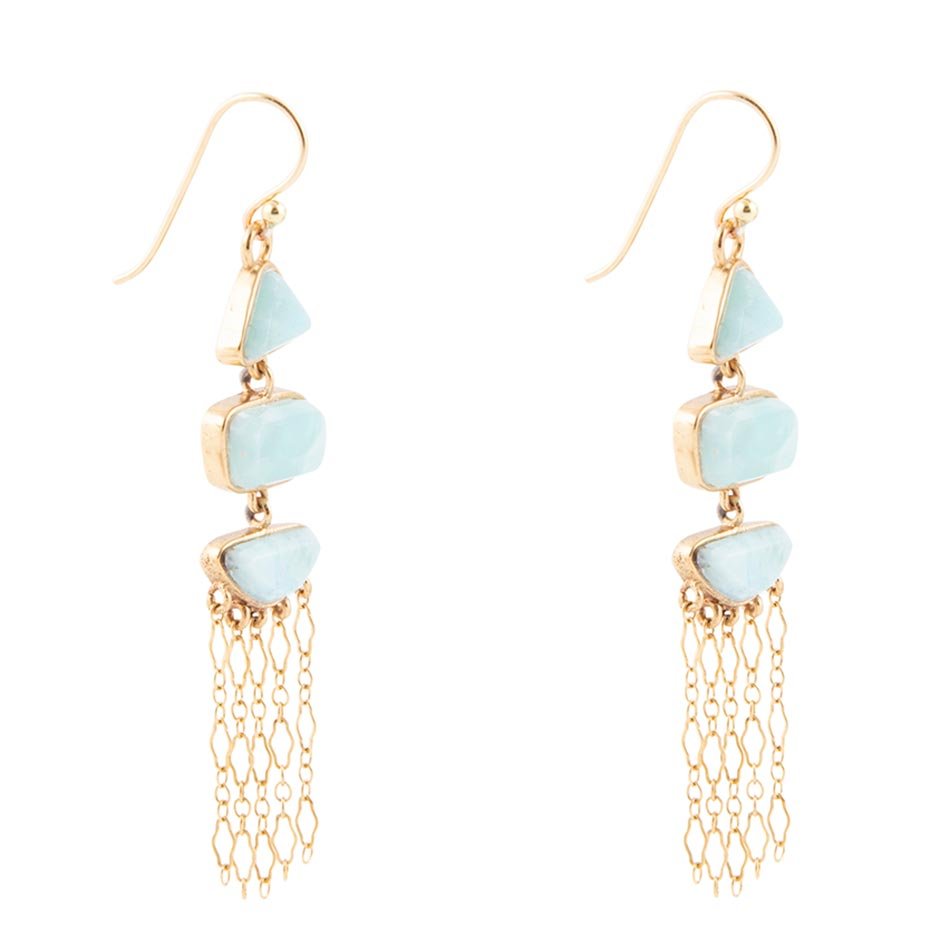 Ohana Blue Larimar Golden Chandelier Drop Earrings - Barse Jewelry