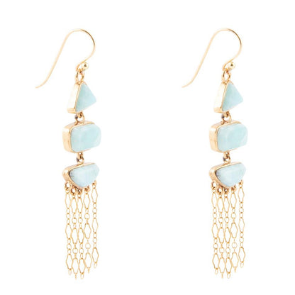 Ohana Blue Larimar Golden Chandelier Drop Earrings - Barse Jewelry