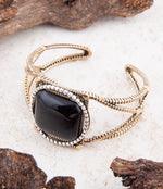 Onyx Mixed Metal Golden Cuff Bracelet - Barse Jewelry
