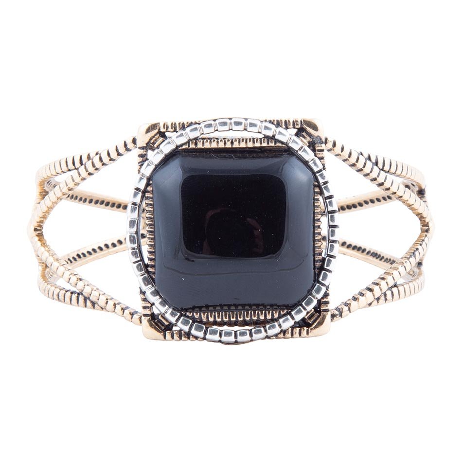 Onyx Mixed Metal Golden Cuff Bracelet - Barse Jewelry