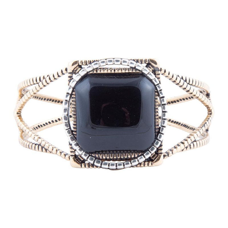 Onyx Mixed Metal Golden Cuff Bracelet - Barse Jewelry