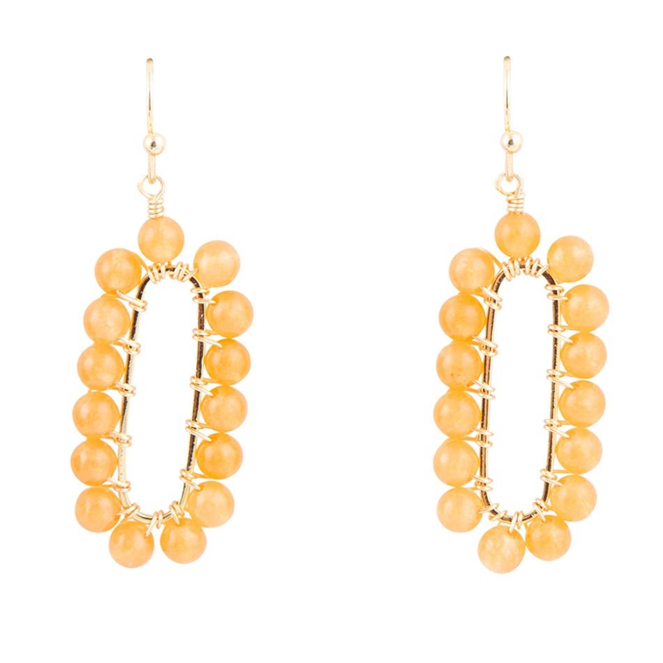 Orange Apricot Jade Endless Loop Earrings - Barse Jewelry