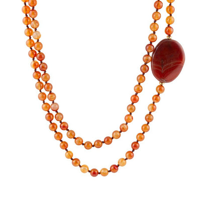 Orange Carnelian Knotted Necklace - Barse Jewelry