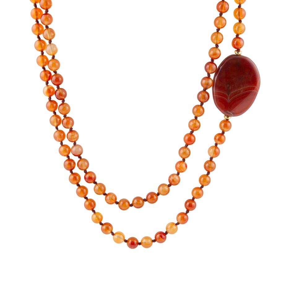 Orange Carnelian Knotted Necklace - Barse Jewelry