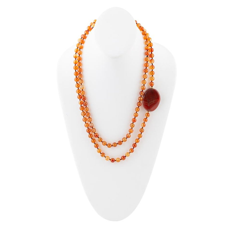 Orange Carnelian Knotted Necklace - Barse Jewelry
